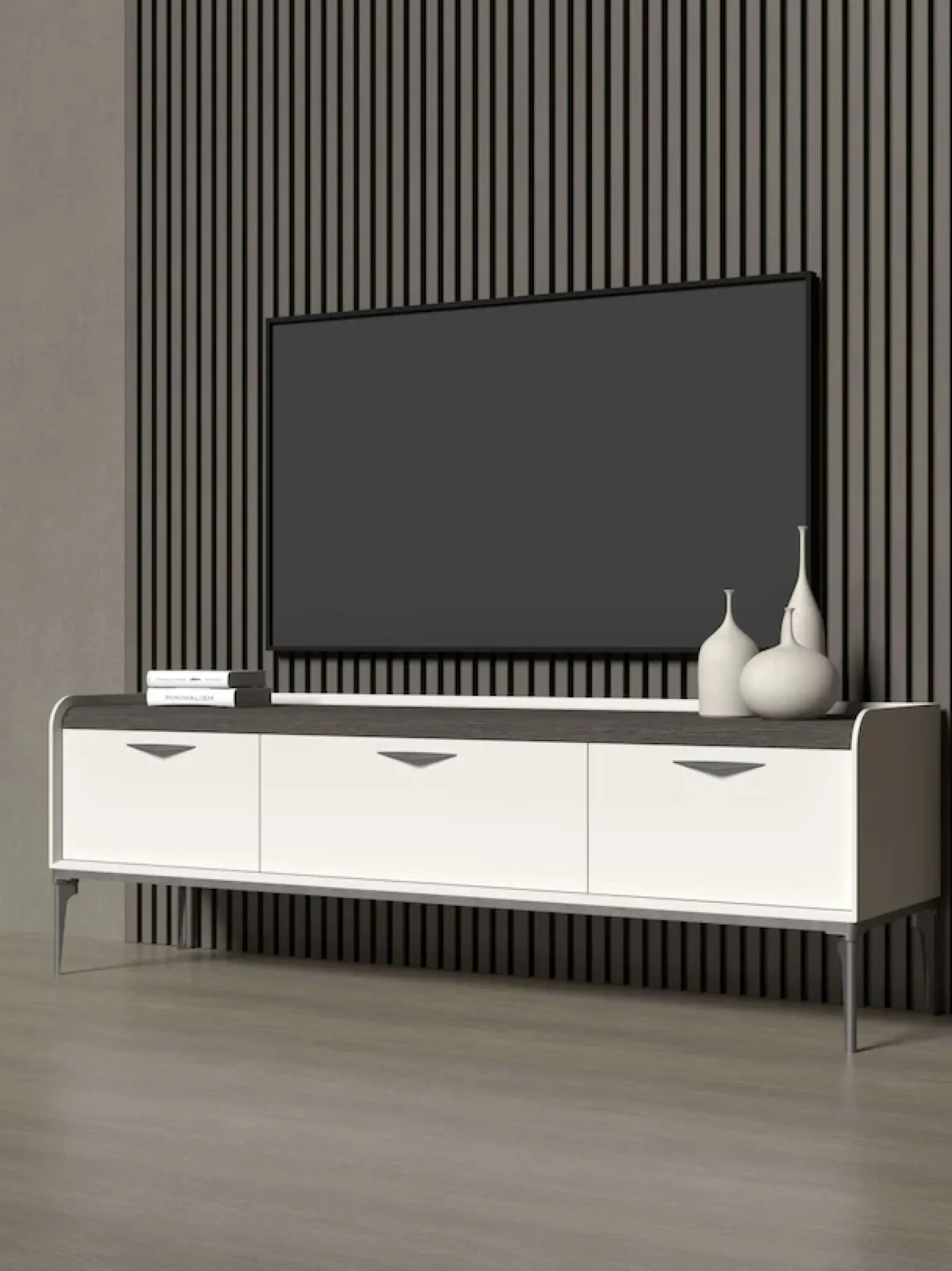 OTTO home Lowboard »Sofy TV-Lowboard, TV-Kommode, TV-Schrank, TV-Unterschrank, TV-Möbel« UV lackiert, Soft Close Funktion, Metallgestell in Anthrazit Dekor