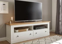 OTTO home Lowboard »Westminster, TV-Unterteil im Landhausstil, Kommode, TV-Schrank« Metallgriffe, viel Stauraum, in 2 Farben & drei Größen erhältlich