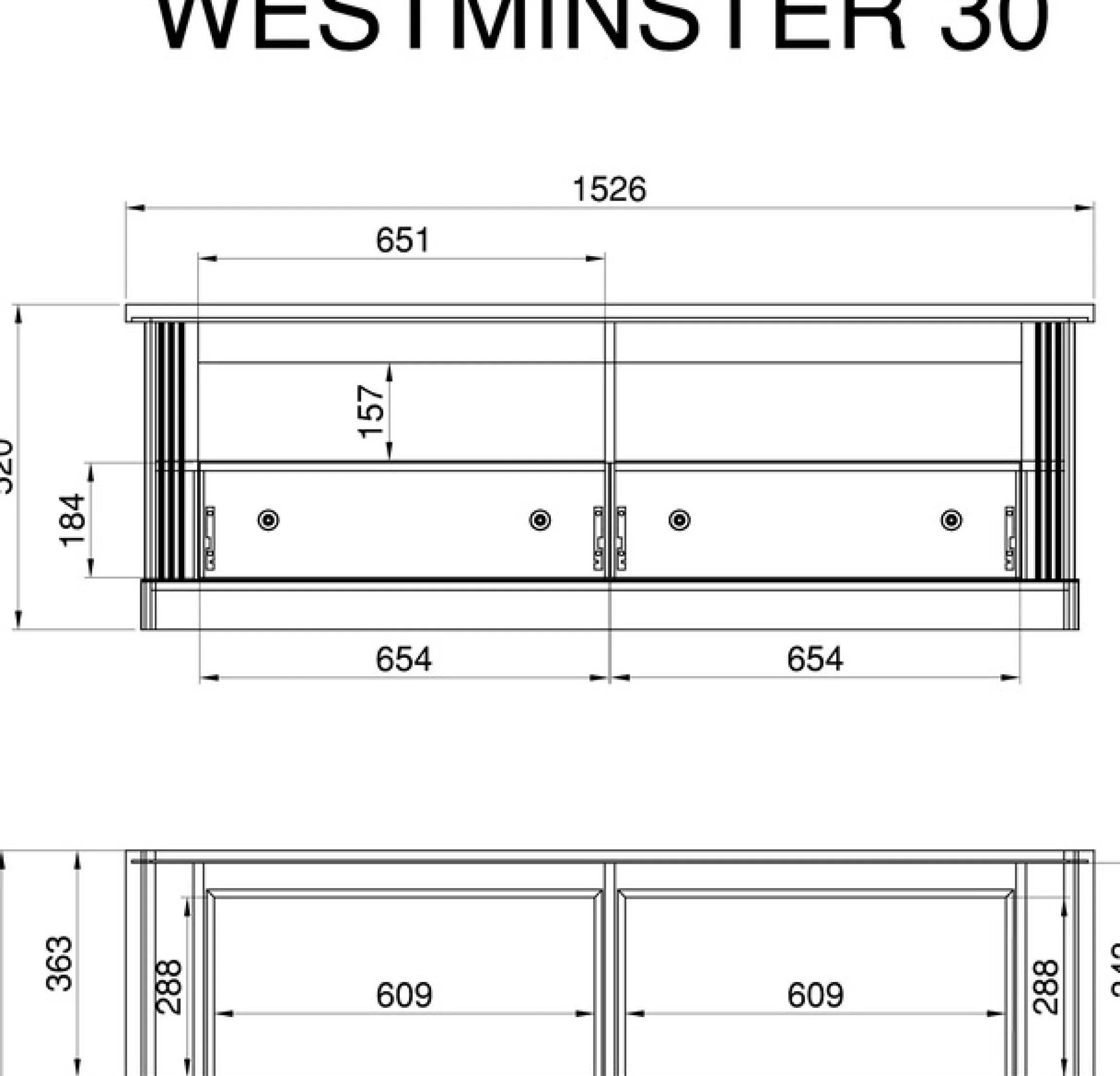 OTTO home Lowboard »Westminster, TV-Unterteil im Landhausstil, Kommode, TV-Schrank« Metallgriffe, viel Stauraum, in 2 Farben & drei Größen erhältlich