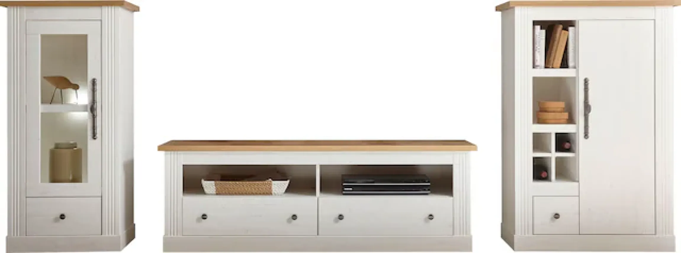 OTTO home Lowboard »Westminster, TV-Unterteil im Landhausstil, Kommode, TV-Schrank« Metallgriffe, viel Stauraum, in 2 Farben & drei Größen erhältlich