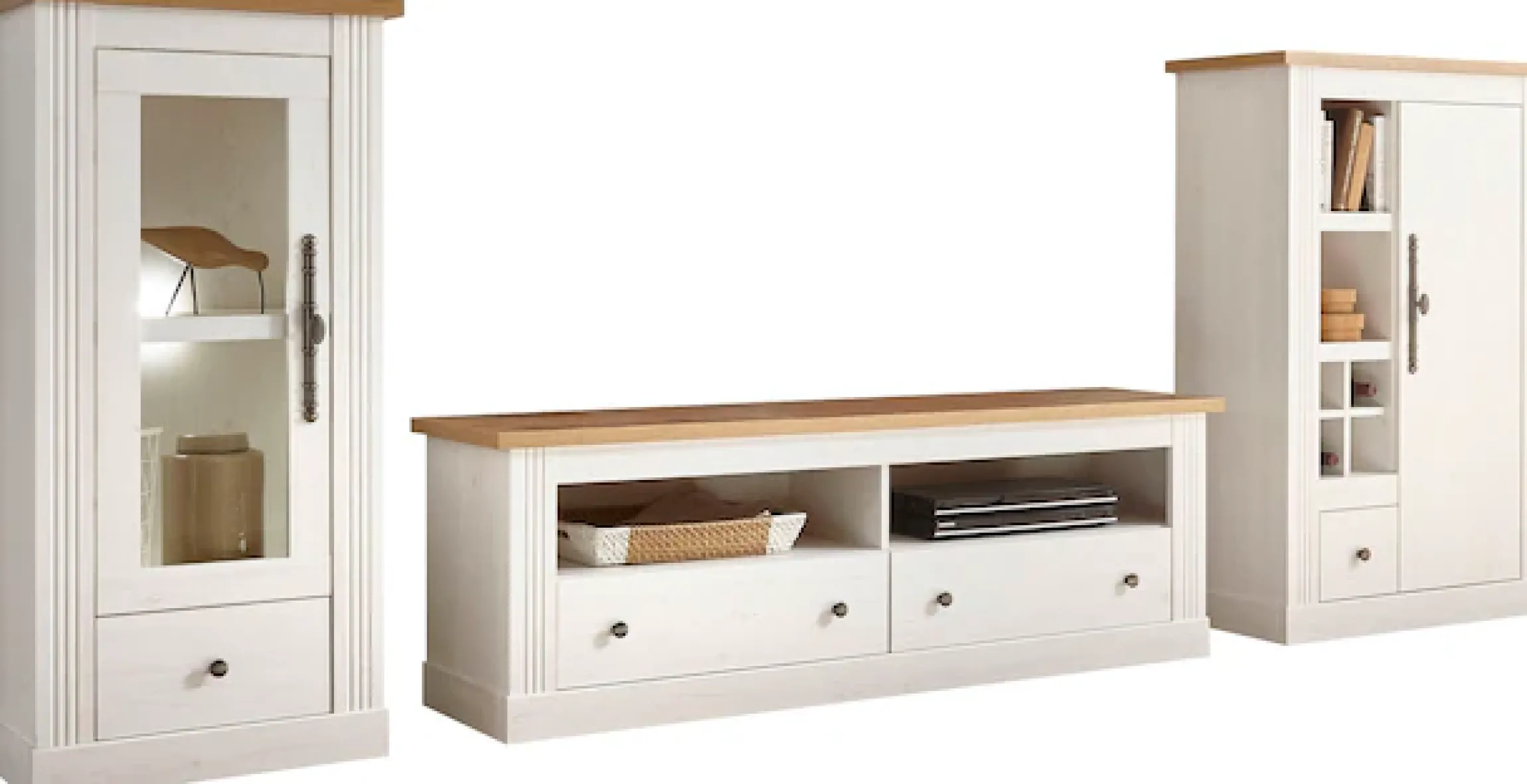 OTTO home Lowboard »Westminster, TV-Unterteil im Landhausstil, Kommode, TV-Schrank« Metallgriffe, viel Stauraum, in 2 Farben & drei Größen erhältlich