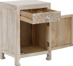 OTTO home Nachtkommode »Bonstetten« pflegeleichtes Mangoholz, mit dekorativen Schnitzereien, Breite 50 cm