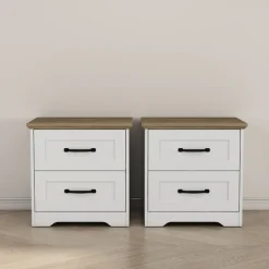 OTTO home Nachtkommode »Emmilia Nachttisch Set im Landhaus Design« Schlafzimmer Kommoden Nachschrank im 2er Set, 2 Stk. tlg. 2 Schubladen je Nachttisch - viel Stauraum im Schlafzimmer
