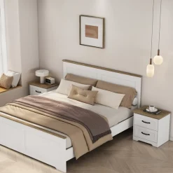 OTTO home Nachtkommode »Emmilia Nachttisch Set im Landhaus Design« Schlafzimmer Kommoden Nachschrank im 2er Set, 2 Stk. tlg. 2 Schubladen je Nachttisch - viel Stauraum im Schlafzimmer