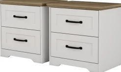 OTTO home Nachtkommode »Emmilia Nachttisch Set im Landhaus Design« Schlafzimmer Kommoden Nachschrank im 2er Set, 2 Stk. tlg. 2 Schubladen je Nachttisch - viel Stauraum im Schlafzimmer