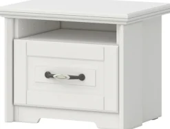 OTTO home Nachtkommode »Evergreen, Maße: B/T/H 56/42/45cm, Soft-Close-Funktion« 1 offenes Fach und 1 Schublade mit dekoriertem Metallgriff,im klassischen Landhausstil,FSC-zertifiziert,hochwertige UV Lackierung