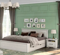 OTTO home Nachtkommode »Evergreen, Maße: B/T/H 56/42/45cm, Soft-Close-Funktion« 1 offenes Fach und 1 Schublade mit dekoriertem Metallgriff,im klassischen Landhausstil,FSC-zertifiziert,hochwertige UV Lackierung