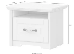 OTTO home Nachtkommode »Evergreen, Maße: B/T/H 56/42/45cm, Soft-Close-Funktion« 1 offenes Fach und 1 Schublade mit dekoriertem Metallgriff,im klassischen Landhausstil,FSC-zertifiziert,hochwertige UV Lackierung