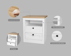 OTTO home Nachtkonsole »2er Set Büsum Nachtschrank Beistellschrank« Spar-Set, 2 Schränke im Lieferumfang,Nachttisch im Landhaus Design mit 2 Schubladen Bestseller