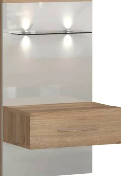 OTTO home Nachtkonsole »Gala, beige hochglänzend UV lackiert und melaminbeschichtet, kratzfest« Schublade mit Soft-Close-Funktion, 56x47x100cm (BxTxH),mit Beleuchtung,wahlweise rechte oder linke Bedienung,FSC-zertifiziert