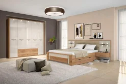 OTTO home Nachtkonsole »Gala, beige hochglänzend UV lackiert und melaminbeschichtet, kratzfest« Schublade mit Soft-Close-Funktion, 56x47x100cm (BxTxH),mit Beleuchtung,wahlweise rechte oder linke Bedienung,FSC-zertifiziert