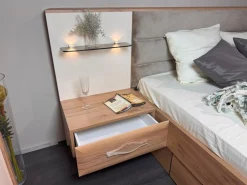 OTTO home Nachtkonsole »Gala, beige hochglänzend UV lackiert und melaminbeschichtet, kratzfest« Schublade mit Soft-Close-Funktion, 56x47x100cm (BxTxH),mit Beleuchtung,wahlweise rechte oder linke Bedienung,FSC-zertifiziert