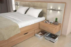 OTTO home Nachtkonsole »Gala, beige hochglänzend UV lackiert und melaminbeschichtet, kratzfest« Schublade mit Soft-Close-Funktion, 56x47x100cm (BxTxH),mit Beleuchtung,wahlweise rechte oder linke Bedienung,FSC-zertifiziert