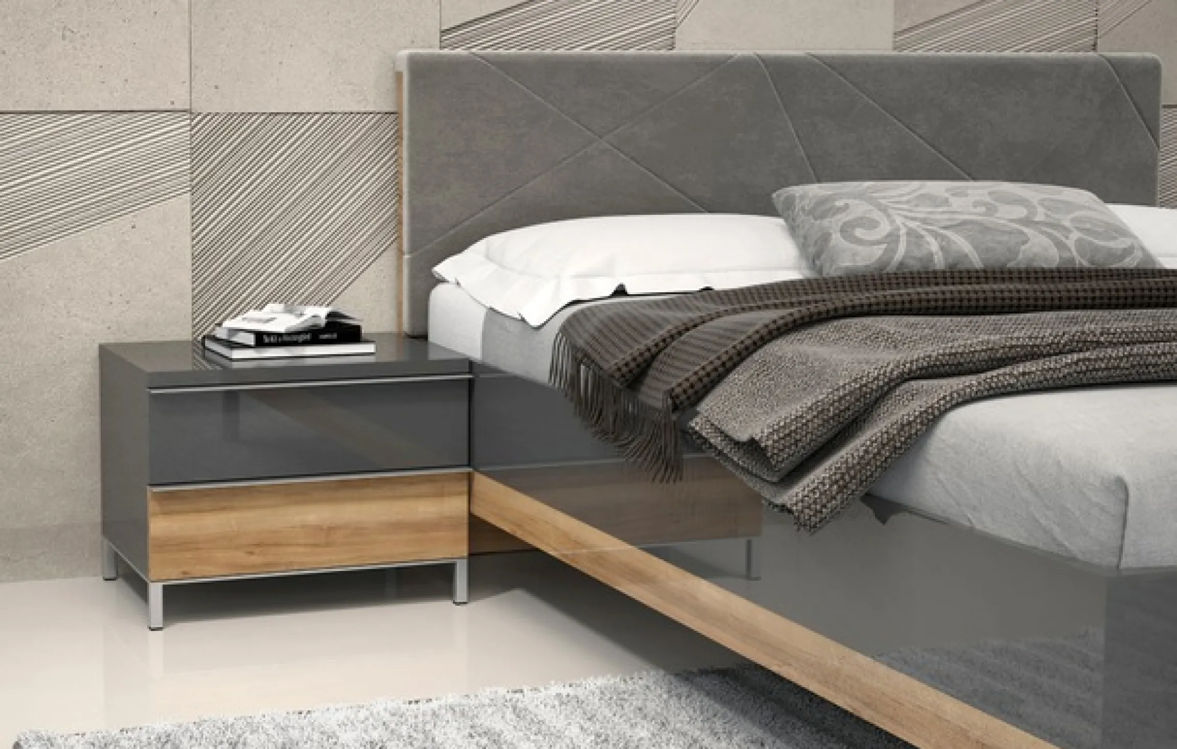 OTTO home Nachtkonsole »Onyx, Nachttisch mit 2 oder 3 Schubladen, UV Lackierung Hochglanz« mit Soft-Close-Funktion, Maße (B/T/H) 56/41/43 oder 59cm