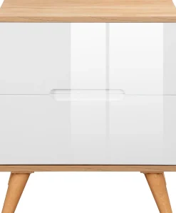 OTTO home Nachtschrank »Lund Nachttisch Beistellschrank Kommode mit Hochglanzfronten« Nachtkommode mit 2 Schubladen Bestseller im skandinavischem Design
