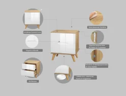 OTTO home Nachtschrank »Lund Nachttisch Beistellschrank Kommode mit Hochglanzfronten« Nachtkommode mit 2 Schubladen Bestseller im skandinavischem Design