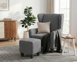 OTTO home Ohrensessel »CHILLY, Cord-Bezug, Sessel mit Hocker« Set, bestehend aus Sessel und Hocker, 2 Stk. tlg. Unser Dauertiefpreis
