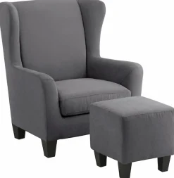 OTTO home Ohrensessel »CHILLY, Microfaser-Bezug, Sessel mit Hocker« Set, bestehend aus Sessel und Hocker, 2 Stk. tlg. Unser Dauertiefpreis