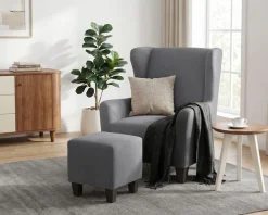 OTTO home Ohrensessel »CHILLY, Microfaser-Bezug, Sessel mit Hocker« Set, bestehend aus Sessel und Hocker, 2 Stk. tlg. Unser Dauertiefpreis