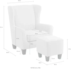 OTTO home Ohrensessel »CHILLY, Microfaser-Bezug, Sessel mit Hocker« Set, bestehend aus Sessel und Hocker, 2 Stk. tlg. Unser Dauertiefpreis