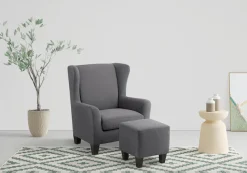 OTTO home Ohrensessel »CHILLY, Microfaser-Bezug, Sessel mit Hocker« Set, bestehend aus Sessel und Hocker, 2 Stk. tlg. Unser Dauertiefpreis