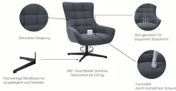 OTTO home Ohrensessel »LEMOORE - OTTO. Verlässliche Qualität.« Relaxsessel, TV-Sessel, 360° Grad drehbar, Feinstruktur