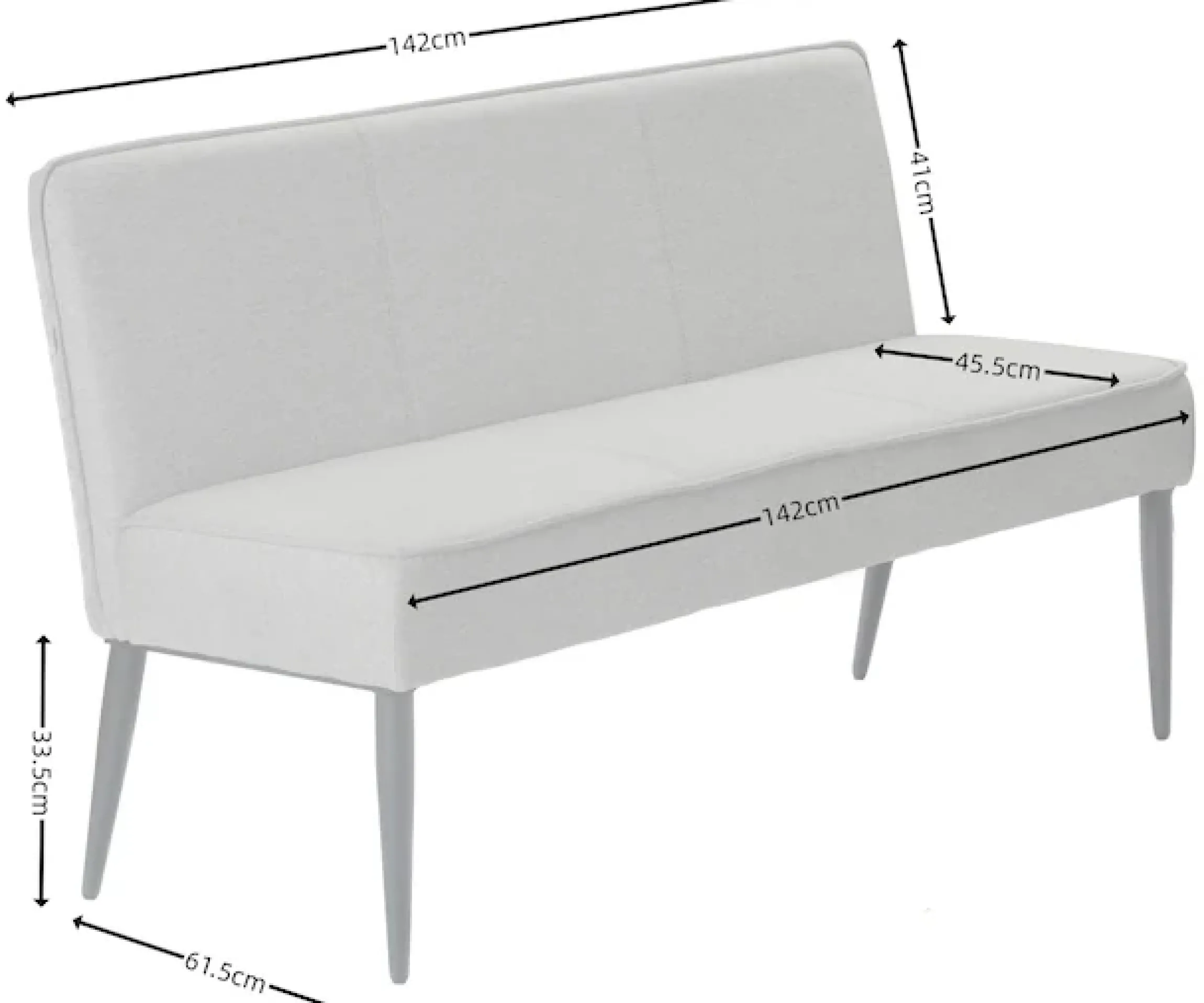 OTTO home Polsterbank »Lenzrose,« Esszimmerbank, Bank,,mit Taschenfederkern, schwarzes Metallgestell, Breite 142 cm