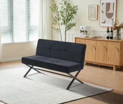 OTTO home Polsterbank »Narzisse« Esszimmerbank, Bank, Sitzbank,X-Gestell aus schwarzen Metall, pflegeleichter Samtvelours, 140 cm