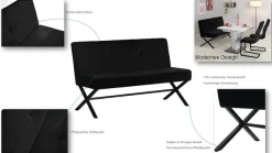OTTO home Polsterbank »Narzisse« Esszimmerbank, Bank, Sitzbank,X-Gestell aus schwarzen Metall, pflegeleichter Samtvelours, 140 cm