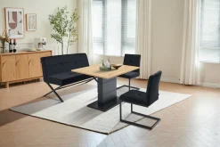 OTTO home Polsterbank »Narzisse« Esszimmerbank, Bank, Sitzbank,X-Gestell aus schwarzen Metall, pflegeleichter Samtvelours, 140 cm