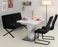 OTTO home Polsterbank »Narzisse« Esszimmerbank, Bank, Sitzbank,X-Gestell aus schwarzen Metall, pflegeleichter Samtvelours, 140 cm