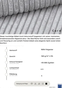 OTTO home Polsterbett »AVVILA, wahlweise mit Lattenrost und King-Matratze H3 (28cm)« mit hochwertigem Cord-Bezug
