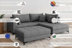 OTTO home Polsterhocker »LEEVKE Sitzhocker passend zum Sofa, Breite 115 cm« mit hochelastischer Schaum und Wellenunterfederung