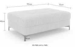 OTTO home Polsterhocker »LEEVKE Sitzhocker passend zum Sofa, Breite 115 cm« mit hochelastischer Schaum und Wellenunterfederung