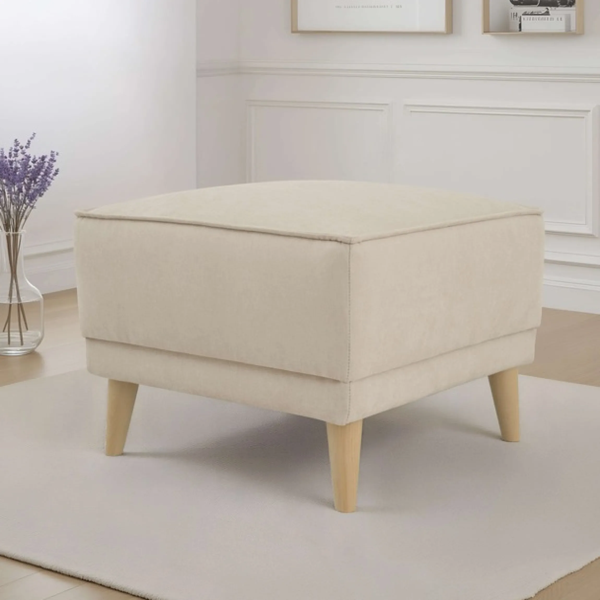 OTTO home Polsterhocker »Oland Skandi« passend zur Serie Oland Skandi, Skandi-Design, Massivholzfüße