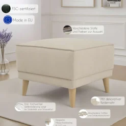 OTTO home Polsterhocker »Oland Skandi« passend zur Serie Oland Skandi, Skandi-Design, Massivholzfüße