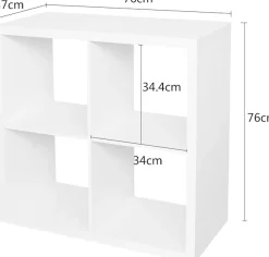 OTTO home Raumteilerregal »IZOLA, Raumteiler, Aktenregal, Würfelregal,« mit 4 Fächern, quer und hochkant stellbar,(B/T/H) 76x37x76 cm