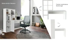 OTTO home Regal-Schreibtisch »Triest, Computertisch mit Raumtrenner, Breite 156 cm« , Regalelement flexibel montierbar, 6 Fächer, Tischbreite 120 cm