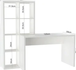OTTO home Regal-Schreibtisch »Triest, Computertisch mit Raumtrenner, Breite 156 cm« , Regalelement flexibel montierbar, 6 Fächer, Tischbreite 120 cm