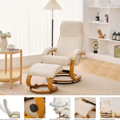 OTTO home Relaxsessel »mit Hocker PARIS neu: Cord - OTTO. Verlässliche Qualität.« Set, bestehend aus Sessel und Hocker, 2 Stk. tlg. manuelle Relaxfunktion mit Drehfunktion, neu: Cord-Bezug