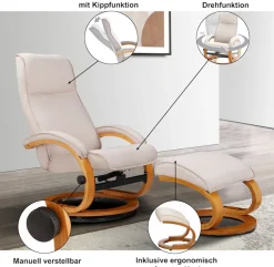 OTTO home Relaxsessel »mit Hocker PARIS Naturleder- OTTO. Verlässliche Qualität.« Set, bestehend aus Sessel und Hocker, 2 Stk. tlg. Relaxfunktion, Dreh- und Kippfunktion, Unser Dauertiefpreis