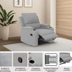 OTTO home Relaxsessel »NAPORI Cord, Kinosessel, Multimedia-Sessel« TV-Sessel mit manueller u elektrischer Relaxfunktion u. Getränkehalter