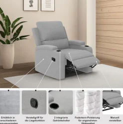 OTTO home Relaxsessel »NAPORI Lederoptik, Kinosessel, Multimedia-Sessel« TV-Sessel mit manueller u elektrischer Relaxfunktion u. Getränkehalter