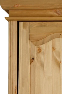 OTTO home Schiebetürenschrank »Konrad, Landhausstil, rustikal, mit Schubladen + Spiegel, Kassetten« massive Kiefer, FSC®-zertifiziert, Messinggriffe