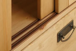 OTTO home Schiebetürenschrank »Konrad, Landhausstil, rustikal, mit Schubladen + Spiegel, Kassetten« massive Kiefer, FSC®-zertifiziert, Messinggriffe