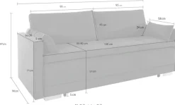 OTTO home Schlafsofa »Berlin, B: 218 cm, Liegel. 160x198 cm, Boxspring« Dauerschlafsofa mit Boxspring inklusive 2 Zierkissen & Bettkasten