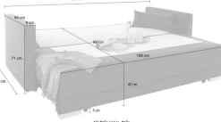 OTTO home Schlafsofa »Berlin, B: 218 cm, Liegel. 160x198 cm, Boxspring« Dauerschlafsofa mit Boxspring inklusive 2 Zierkissen & Bettkasten