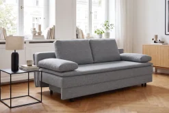 OTTO home Schlafsofa »JANNIKO Feinstruktur, Breite: 193 cm, Liegefläche 124x193 cm« mit Bettfunktion & Bettkasten, Matten-Polsterung
