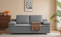 OTTO home Schlafsofa »JANNIKO Feinstruktur, Breite: 193 cm, Liegefläche 124x193 cm« mit Bettfunktion & Bettkasten, Matten-Polsterung
