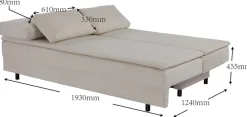 OTTO home Schlafsofa »JANNIKO Cord, Breite: 193 cm, Liegefläche 124x193 cm, softer Cord« mit Bettfunktion & Bettkasten